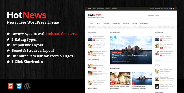 HotNews – Newspaper WordPress Theme