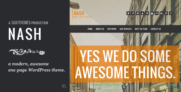 NASH – Responsive HTML5 One Page WordPress Theme