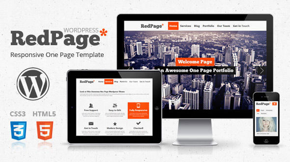 Red Page: Creative Responsive One Page WP Theme