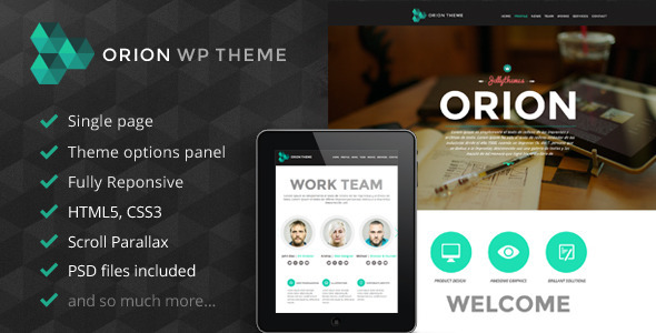 Orion – Responsive One Page WordPress Template