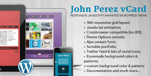 JP – Responsive JS Animated vCard WordPress Theme