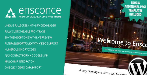 Ensconce – Responsive WordPress Video Landing Page