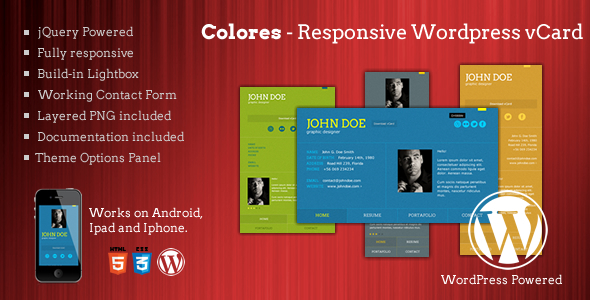 Colores – Responsive WordPress vCard