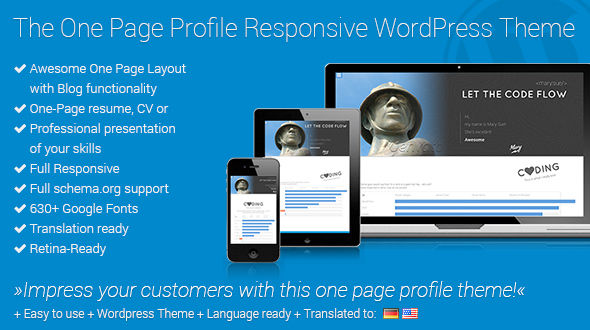 Onen Page Profile WordPress Theme