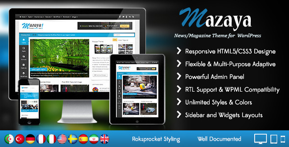 Mazaya Responsive WordPress News, Magazine Theme