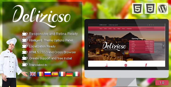 Delizioso Restaurant Responsive WordPress Theme