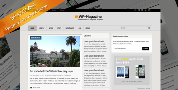 WP-Magazine responsive WordPress theme
