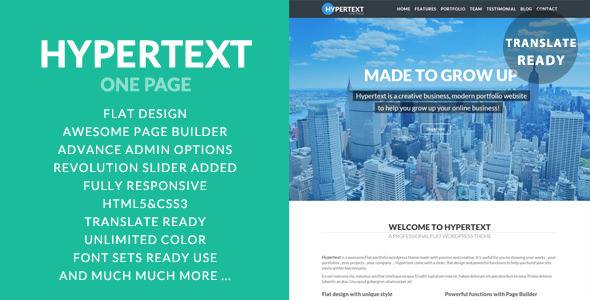 Hypertext – One Page Flat WordPress Theme