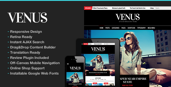 Venus Responsive News Magazine Blog Theme
