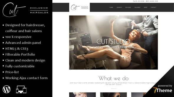 Cut – A Responsive WordPress Theme for Hair Salons