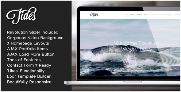 Tides – Fullscreen Video One-Page WordPress Theme