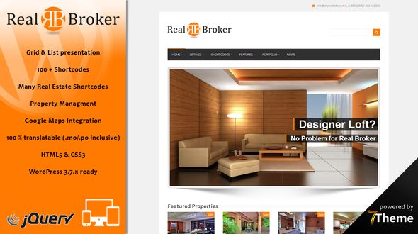 Realbroker – a responsive WordPress Real Estate Theme