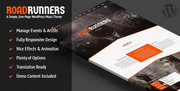 RoadRunners – A One-Page Music WordPress Theme