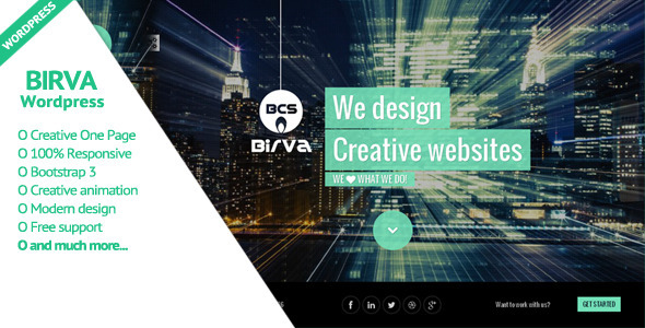 BIRVA – Creative One Page WordPress Theme