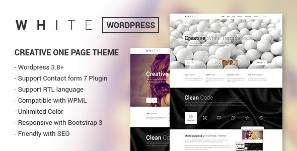 WHITE – Creative One Page WordPress Theme