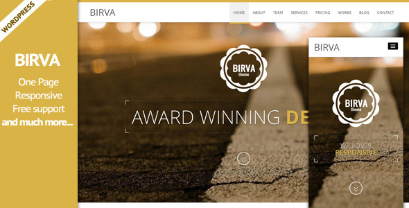 BIRVA3 – Responsive Multipurpose One Page WP Theme